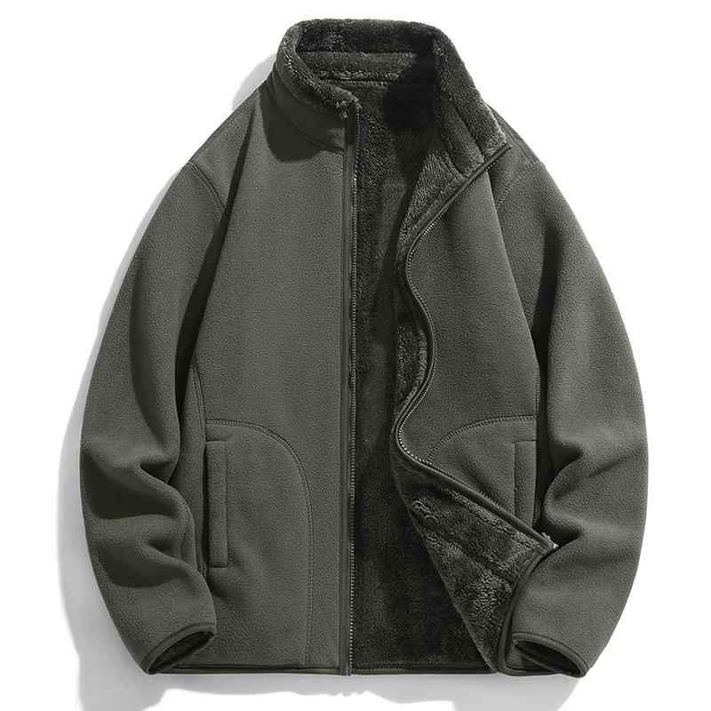 フリースジャケット メンズ レディース 秋冬 厚手 防寒 立襟 暖かい 登山 アウトドア ウェア アウター ジャンパー ブルゾン 多ポケット ゆったり 黒 ブラック グレー 紺 ネイビー 緑 グリーン ブラウン ベージュ2