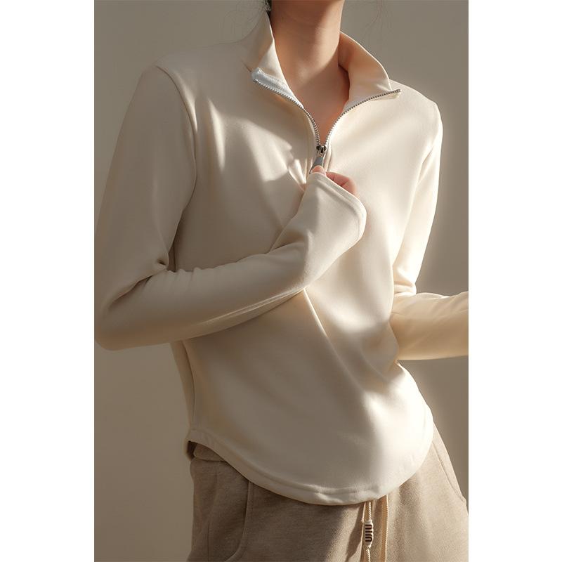 スウェット レディース 秋冬 ハーフジップ プルオーバー トップス 長袖 Tシャツ カットソー 柔らかい カシミヤタッチ ライク スポーツ MIX ウェア ルームウェア 普段使い 通勤 ブラック ベージュ
