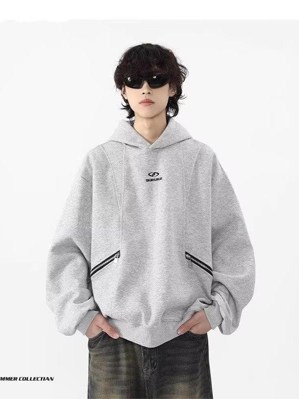 パーカー メンズ グレー 秋冬 長袖 厚手 フード付き トレーナー プルオーバー ゆったり 大きめ リラックス カジュアル スタイル 男性用 トップス アクリル