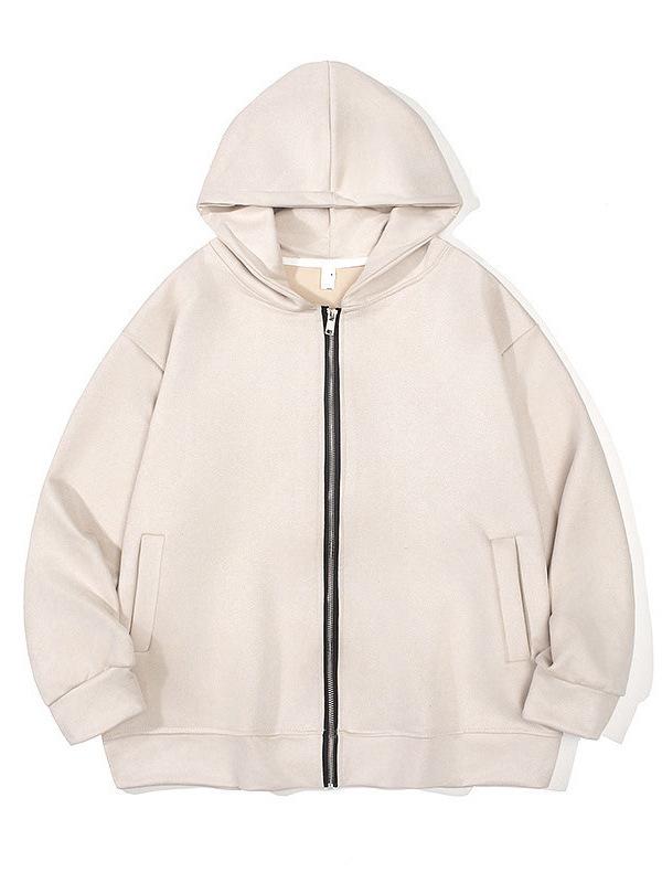 パーカー レディース 秋冬 無地 フーディー ジップアップ 杏色 グレー パープル ピンク ブラック S M L XL XXL 長袖 ルーズ カジュアル 普段使い 韓国ファッション