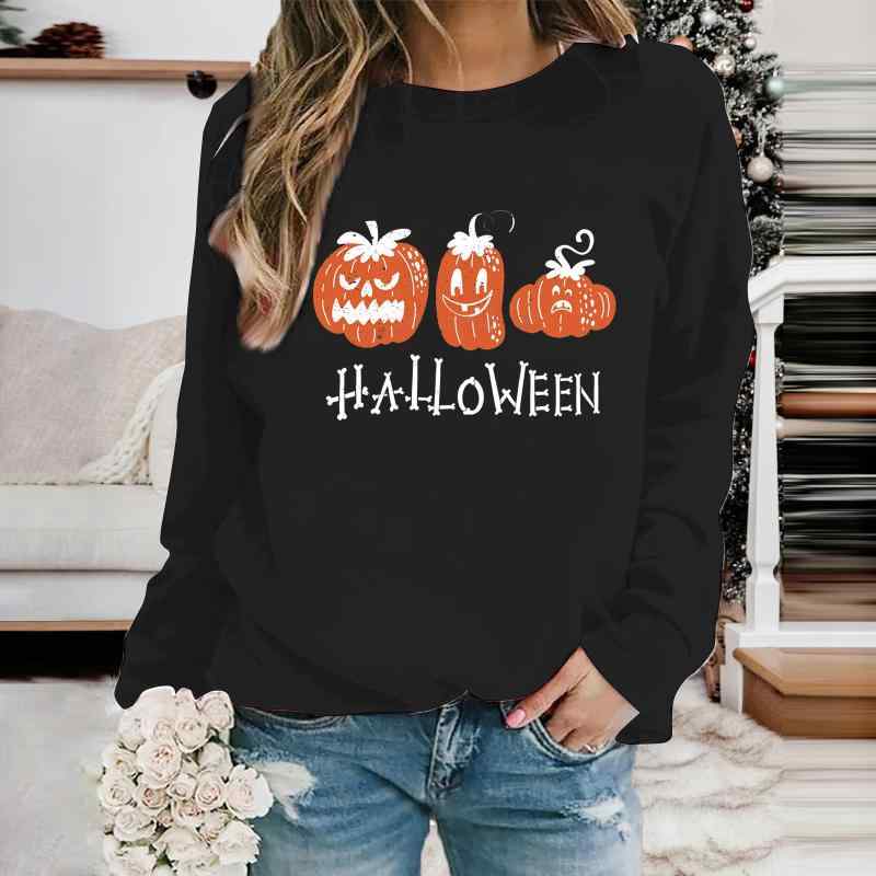 スウェット レディース ハロウィン コスチューム パーティー イベント 仮装 南瓜 カボチャ バット 3Dプリント 長袖 トレーナー トップス プルオーバー 丸首 ゆったり カジュアル かわいい ポリエステル 再生繊維2