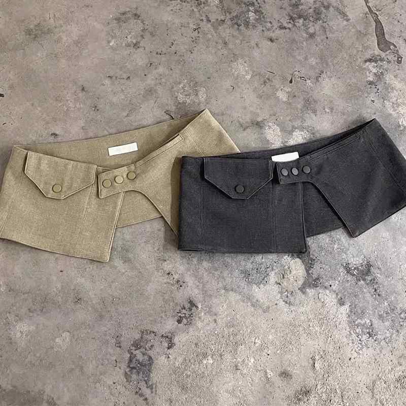 ベルト レディース 女性用 婦人服 布 ウエストマーク 腰巻 深灰色 カーキ色 百搭2