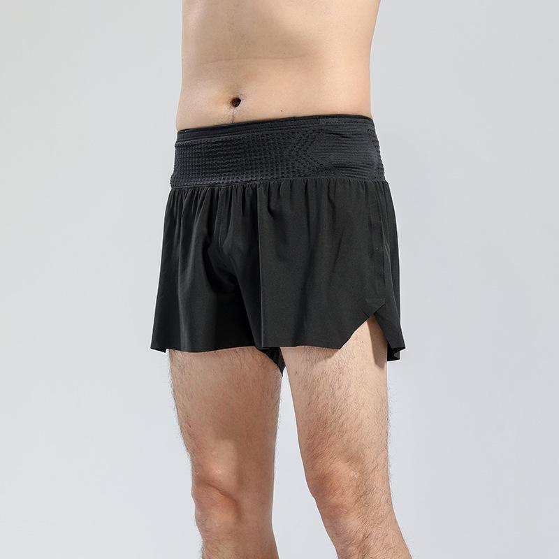 ショートパンツ 男女兼用 ランニングパンツ 速乾 インナー付き スポーツ トレーニング マラソン ジョギング フィットネス 運動 伸縮性 通気性 ウエストポーチ付き ブラック パープル系 春夏