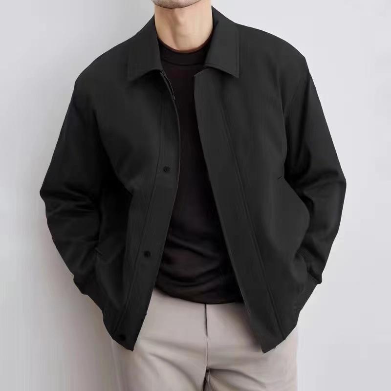 ジャケット 男性用 アウター 襟付き 無地 ポリエステル 普段使い カジュアル ブラック カーキ ブルー 大きいサイズ