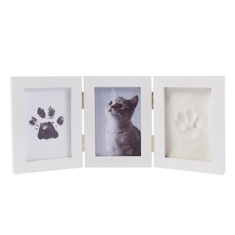 フォトフレーム ペット用 手形 足形 犬 猫 記念品 写真立て 木製 肉球 墨 インクパッド 肉球スタンプ 思い出づくり2