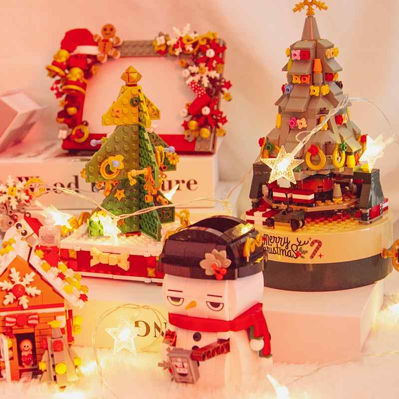 クリスマス 飾り 積み木 オルゴール クリスマスツリー 雪だるま トナカイ 置物2