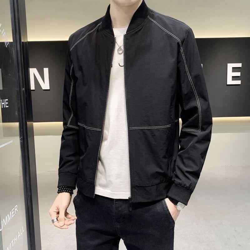 ジャケット 男性用 ブルゾン 春秋 アウター カジュアル 野球服 ジャンパー 黒 白 ポリエステル2