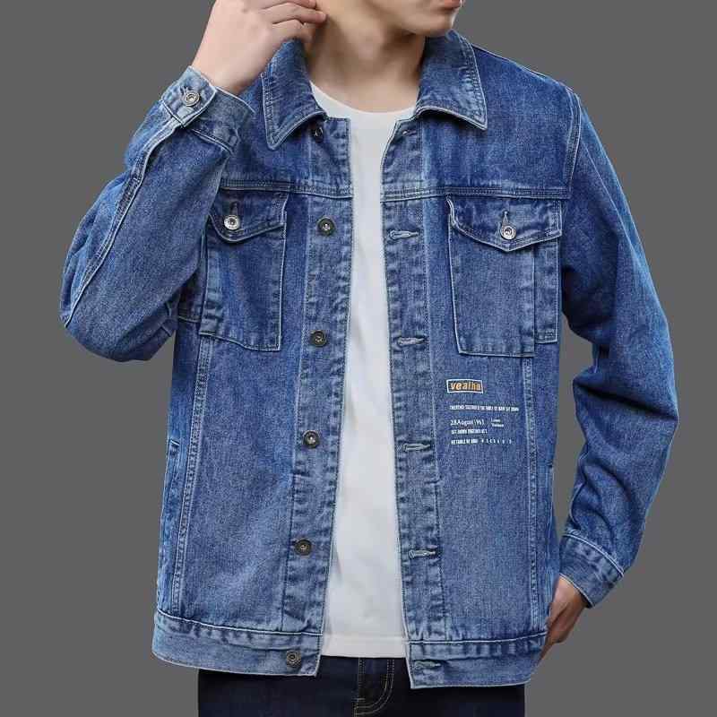 ジャケット 男性用 デニム 春秋 多ポケット 大きいサイズ ゆったり カジュアル ワーク 長袖 ブルゾン トップス Gジャン アウター ウォッシュ加工2