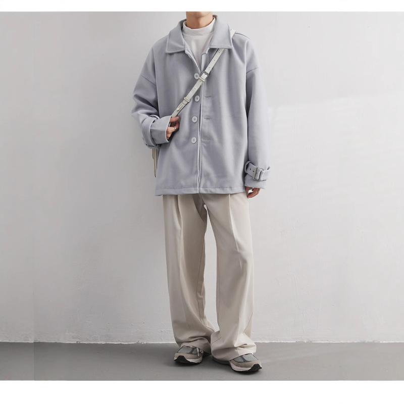 コート メンズ ウールコート 秋冬 無地 厚手 防風 アウター カジュアル レトロ 灰色 M L XL XXL