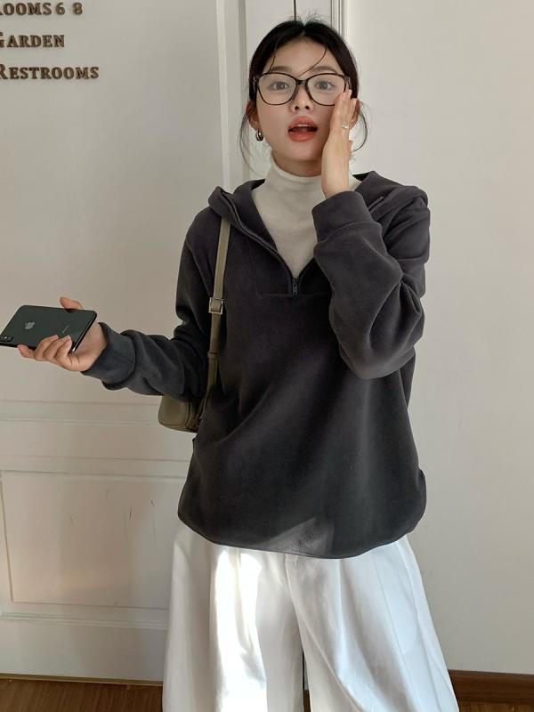 パーカー レディース 秋冬 長袖 厚手 裏起毛 ゆったり フード付き プルオーバー スウェット トップス 韓国 ファッション カジュアル 普段使い 部屋着 重ね着 スポーティー ミルキー ベージュ グリーン グレー ブラック 5,456円