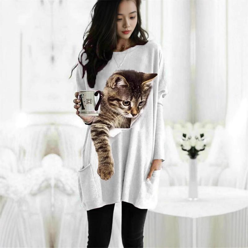 楽天市場】女性用 レディース ラウンドネック 3Dプリント Tシャツ