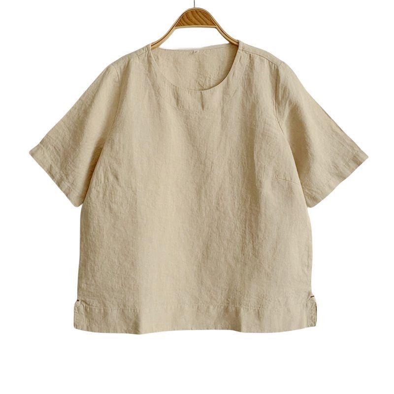 Tシャツ レディース 漢麻 大麻 トップス 半袖 ラウンドネック ゆったり 無地 ホワイト ベージュ グリーン パープル ピンク系 カーキ グレー M L XL 春夏2