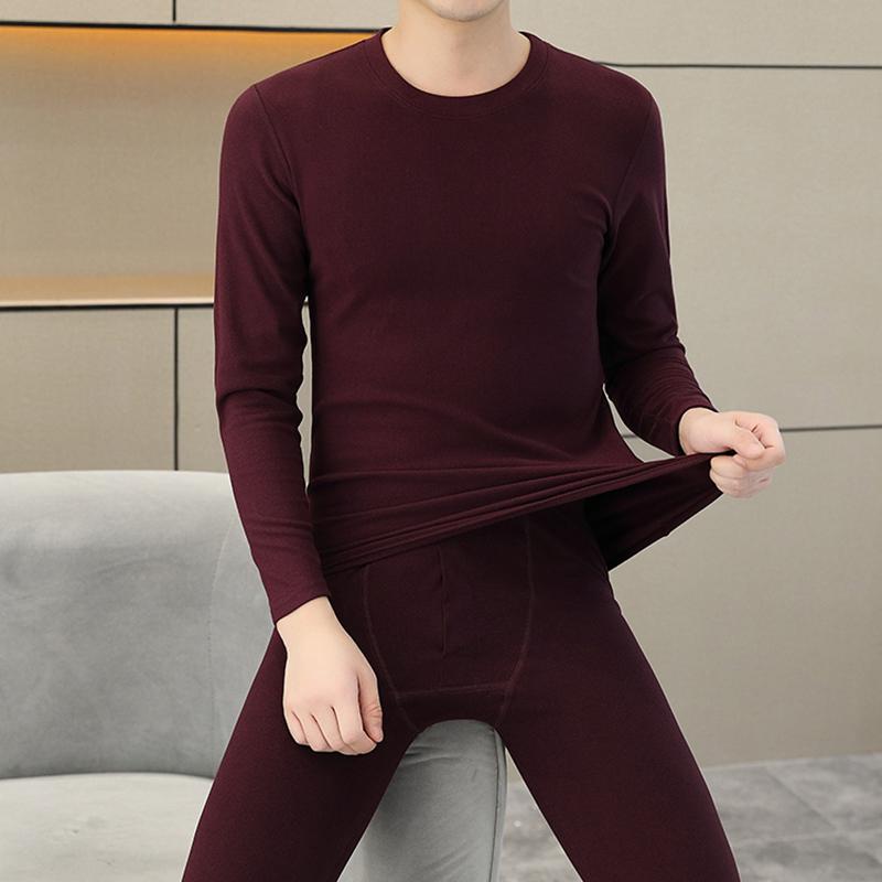 インナー 男性用 秋冬 暖か 裏起毛 アンダーシャツ 長袖 長ズボン 上下セット 無地 L XL 2XL 3XL 4XL あったか 肌着 ワインレッド 紺色 ブラウン グレー