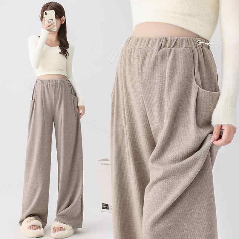 マタニティ パンツ 秋冬 妊婦 ズボン 裏起毛 ストレート ロング ?腿 ?松 締め付けない 快適 ブラック 黒 アプリコット ベージュ 伸縮性