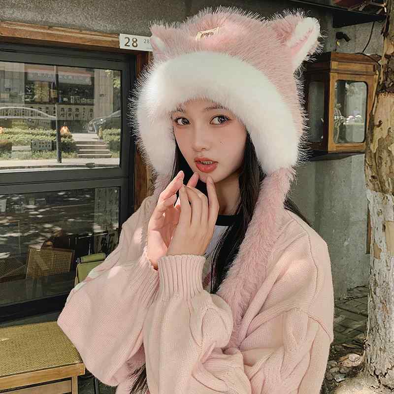 帽子 レディース 秋冬 小顔効果 あったか ふわふわ かわいい 防寒 耳当て付き キャップ カーキ色 ホワイト グレー パープル ピンク クマ