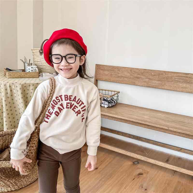 子供用Tシャツ キッズ 女児用 長袖トップス 裏起毛 秋冬 普段着 ハーフハイネック コットン 1歳 2歳 3歳 4歳 5歳 6歳 7歳 8歳