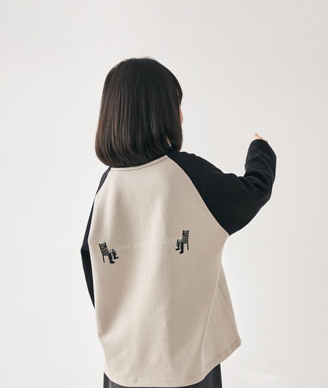 子供服 Tシャツ 長袖 春秋 女の子 トップス ラウンドネック カットソー カジュアル スポーティー 綿混 ミドル丈 ベージュ 120 130 140 150 160 170