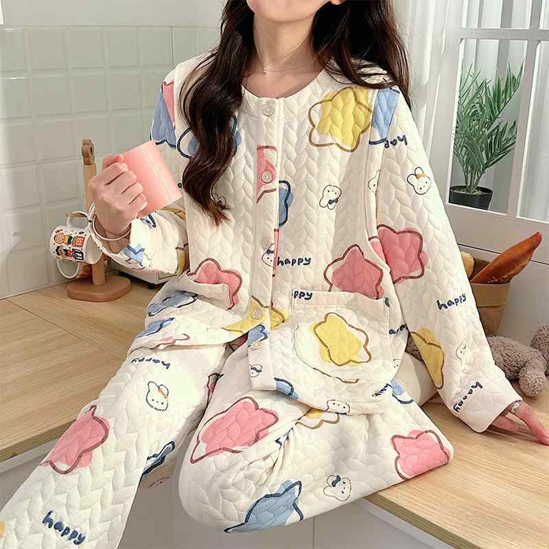 マタニティ パジャマ レディース 長袖 授乳口付き ワンピース 秋冬 産後 授乳服 ルームウェア 部屋着 空気棉 吸汗 ポリエステル繊維 かわいい 前開き カーディガン 大きいサイズ