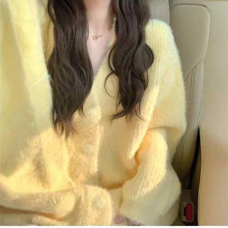 ニット カーディガン レディース 秋冬 柔らかい Vネック ゆったり 長袖 配色 日韓風 かわいい 普段使い デート
