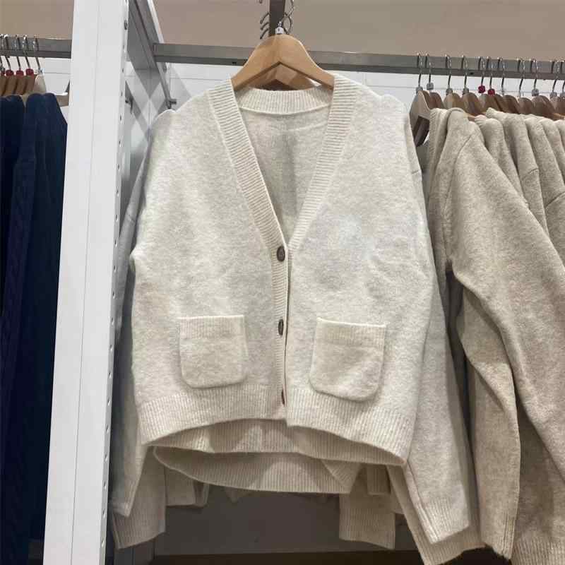 ニット カーディガン レディース 長袖 Vネック ショート丈 秋服 トップス 接触冷感 冷房対策 紫外線対策 オフィス カジュアル きれいめ かわいい 乳白色 グレー ピンク ベージュ グリーン ブルー パープル ボーダー S M L XL