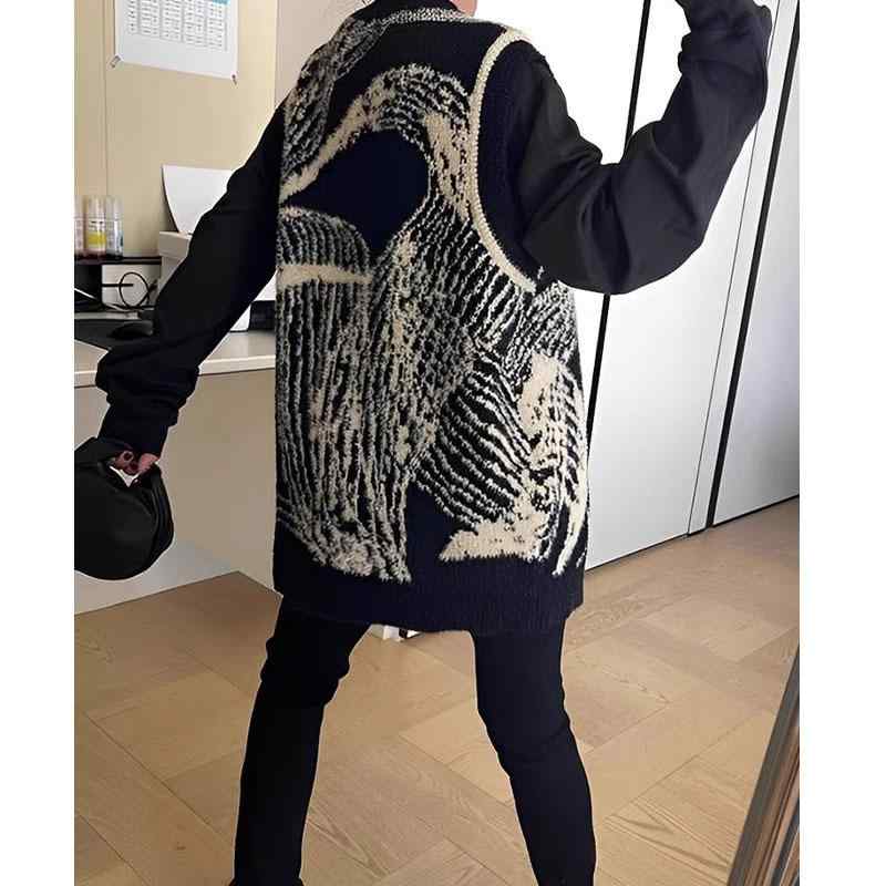 ニット レディース 秋冬 ベスト セーター ブラック 黒 重ね着 ゆったり かわいい おしゃれ トップス