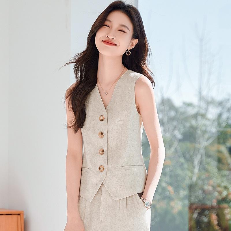 麻 レディース ベスト ショートパンツ セットアップ 亜麻 リネン ノースリーブ コットンリネン 綿麻 本麻色 ブラック ホワイト ベージュ 通勤 オフィス カジュアル きれいめ 上品 エレガント