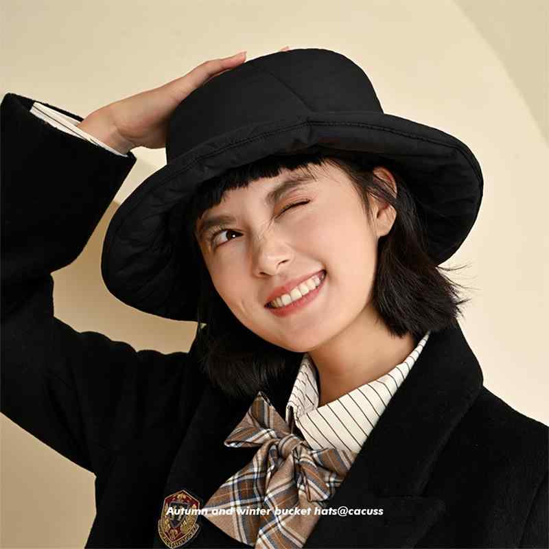 帽子 レディース 秋冬 漁夫帽 防寒 保温 キャップ あったか ハット 小顔効果 カジュアル ブラック