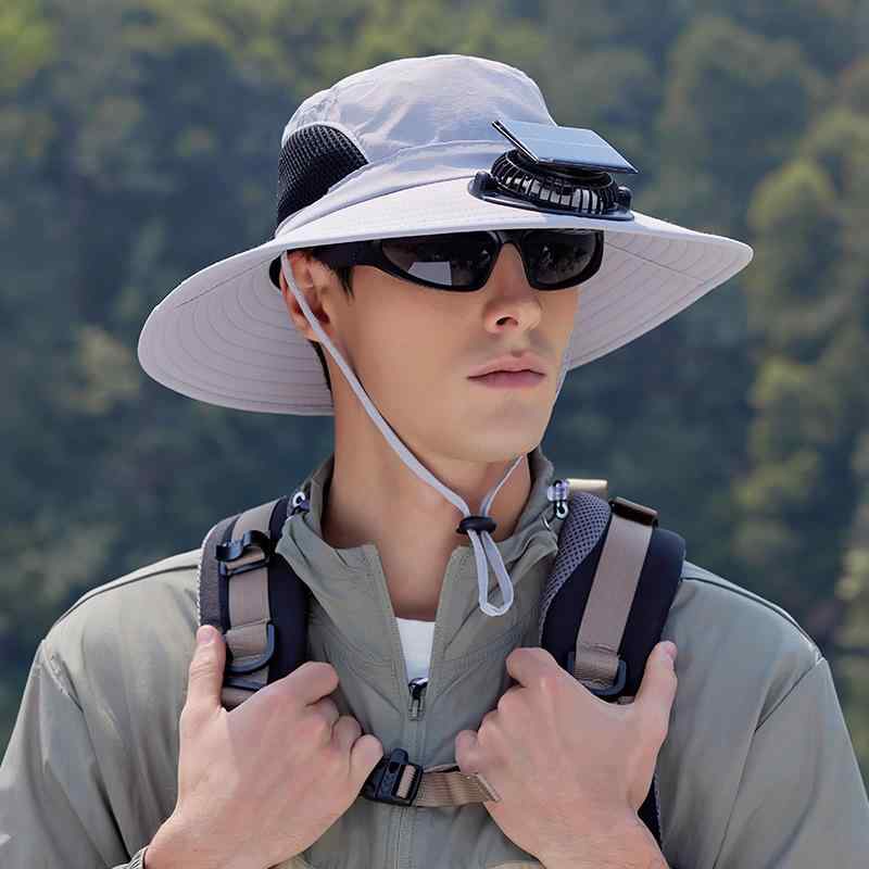 帽子 男性用 ?夫帽 防水 速乾 通気 防UV 日焼け止め ファン付き ハット ネイビー ブラック カーキ ベージュ グレー アウトドア スポーツ 釣り2