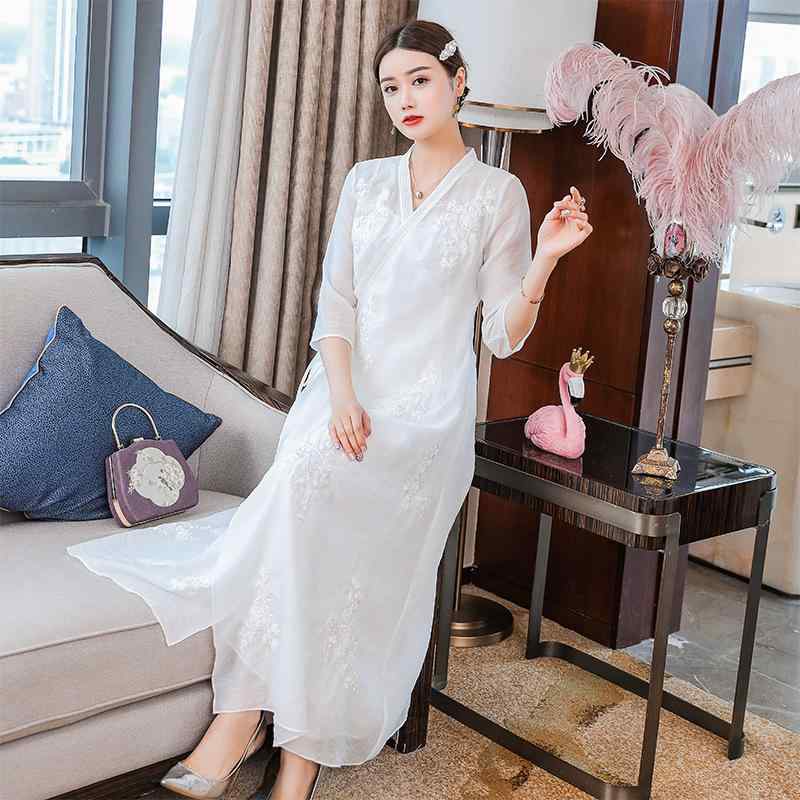 ワンピース レディース 春夏 中国風 刺繍 2点セット 大きいサイズ ゆったり 高腰 着物 和風 刺しゅう 民族衣装 ロングワンピース 巻きスカート リゾート イベント おしゃれ 普段使い 8,550円