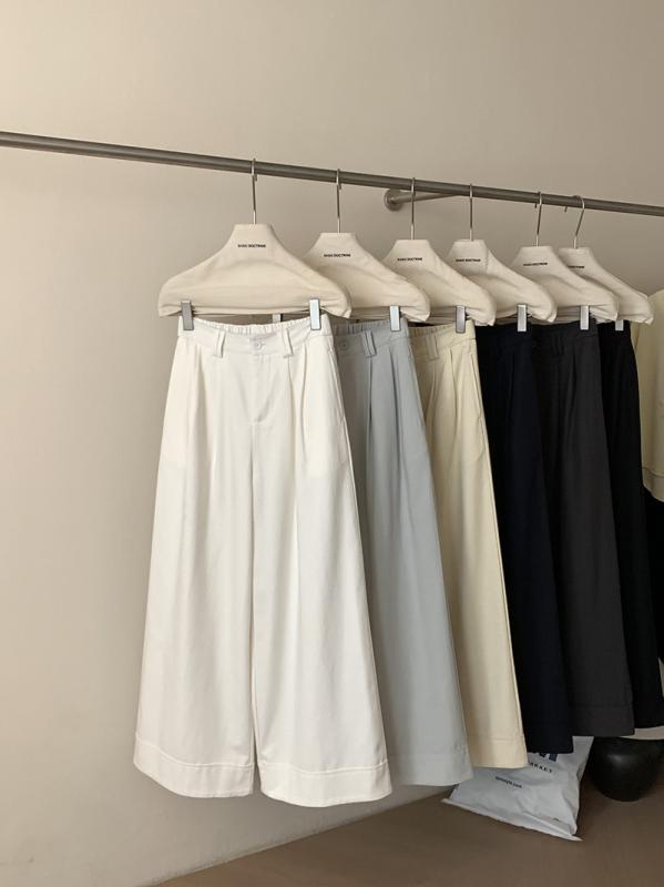 パンツ レディース 高腰 ワイドレッグパンツ カジュアルパンツ 春 シンプル 無地 ゆったり 普段使い リラックス ウェア ブラック グレー系 杏色 紺色 水色 オフホワイト 綿2 7,063円