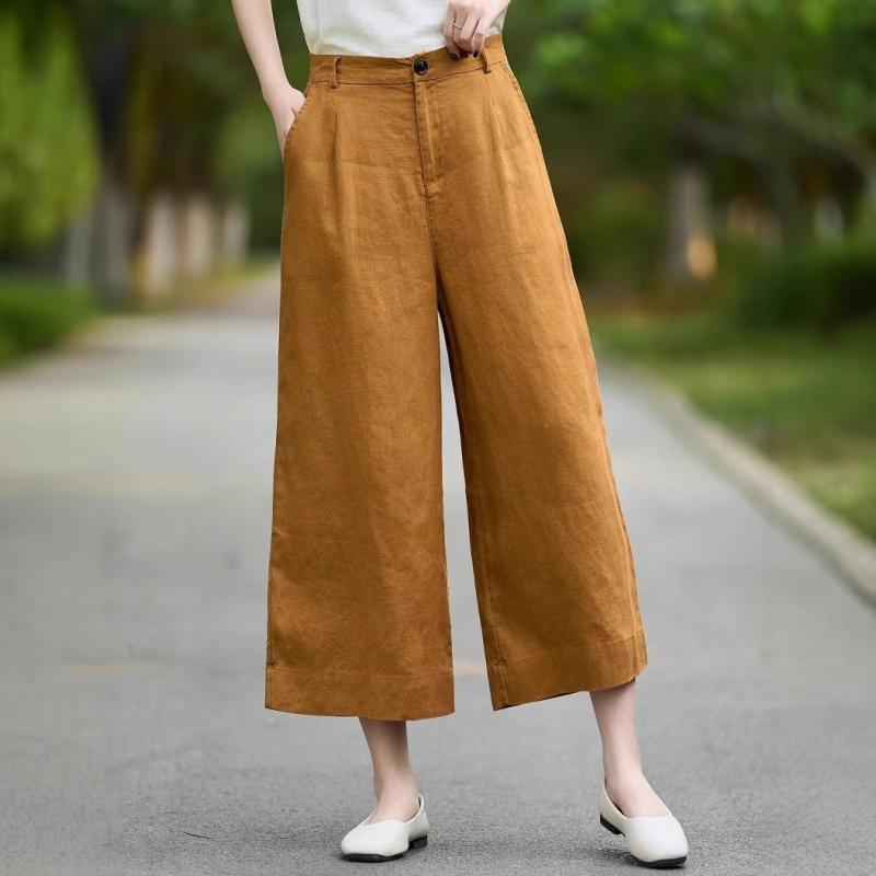 パンツ レディース リネン ワイドレッグパンツ 麻 高見え 高身長 ゆったり ハイウエスト ストレート 薄手 文芸風 リラックス フィットネス ヨガ ルームウェア 部屋着 春夏2｜clearstore