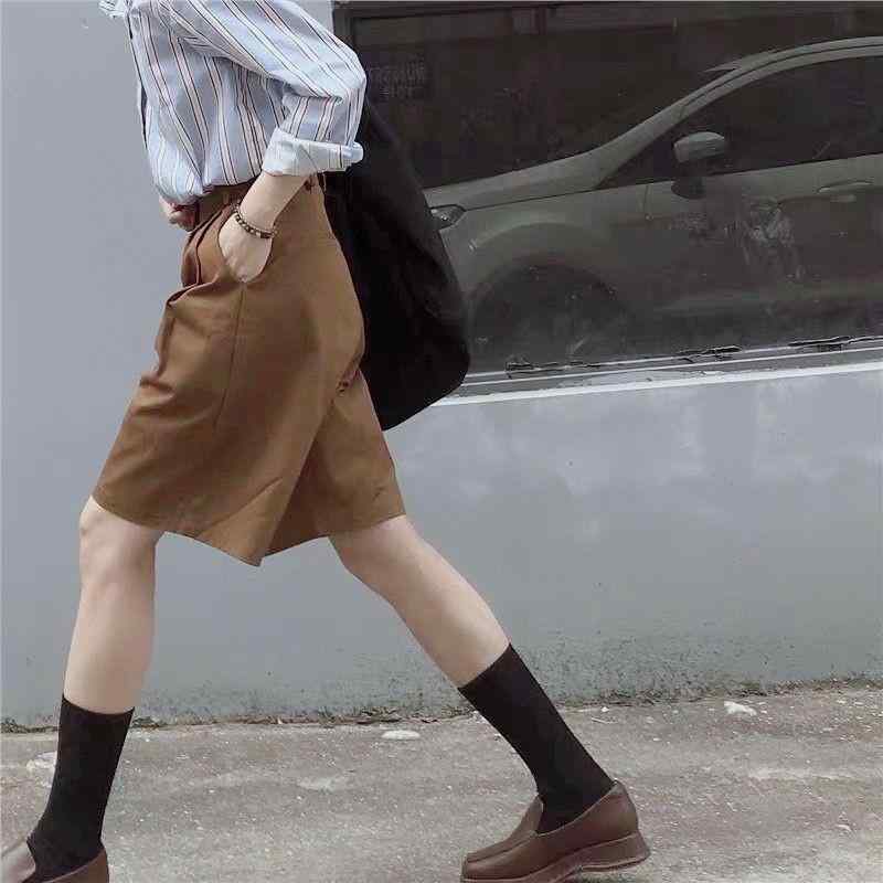 パンツ レディース ハーフパンツ ウールブレンド スーツパンツ カジュアル キュロット 通勤 無地 シンプル ブラック 黒 ベージュ2｜clearstore