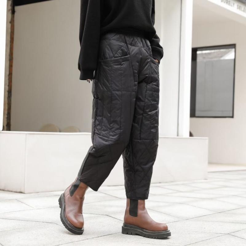 パンツ レディース 暖パン 9分丈 ハーレムパンツ ゆったり 中綿入りパンツ ウエストゴム 無地 韓国風 カジュアル スタイル 防寒 あったか 暖かい 冷え対策 部屋着 秋冬2