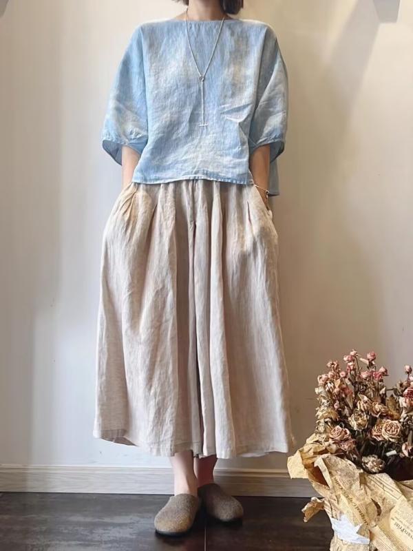 パンツ レディース リネン ワイドレッグ ストレート 文芸復古風 ゆったり 9分丈 裙? 麻 リラックス イージーパンツ 薄手 春夏2 7,349円