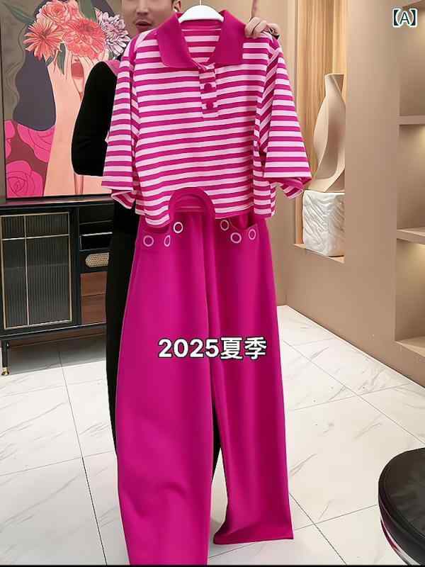 パンツ レディース カジュアル 半袖 トップス ショートパンツ 上下セット 春夏 綿混紡 3分丈 日韓スタイル 配色 切り替え2｜clearstore