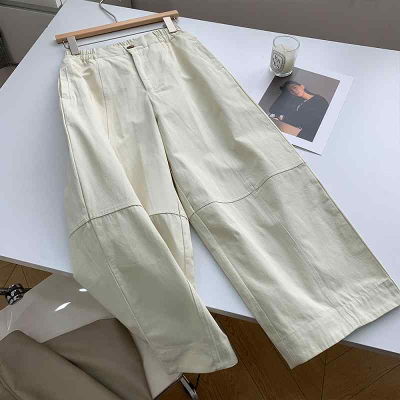 パンツ レディース 春 直筒 ワイドレッグパンツ 綿 高品質 ワークパンツ 九分丈 カジュアル 米杏色 緑 カーキ2