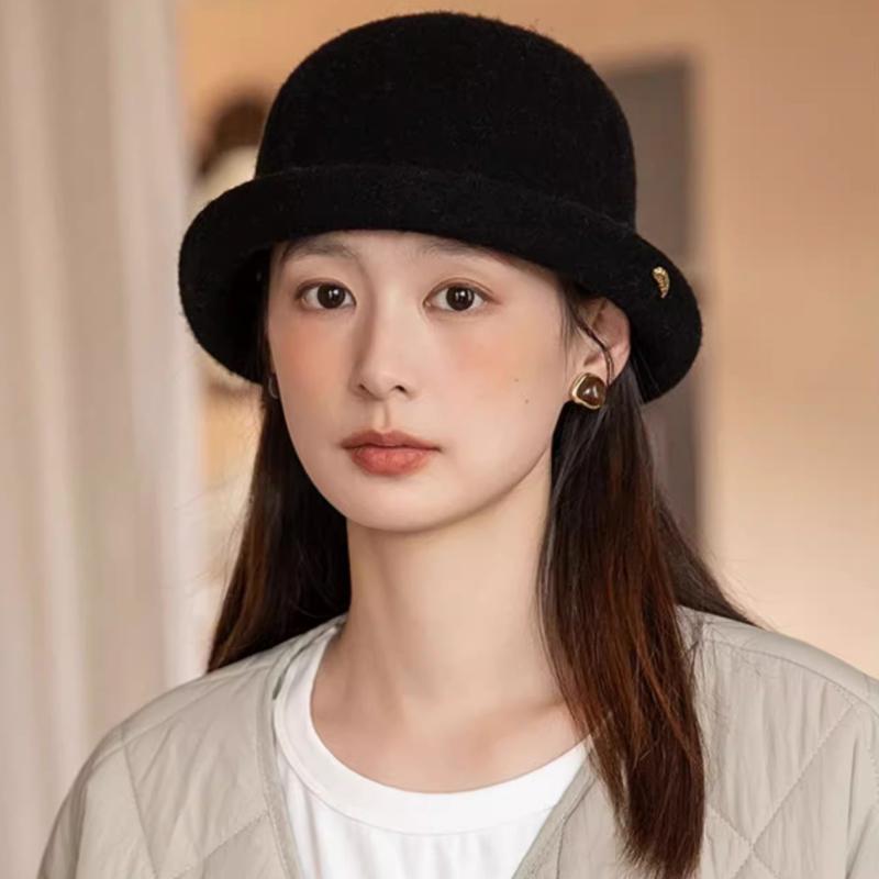 帽子 レディース ニット帽 秋冬 ?夫帽 ウール ハット バケットハット 小顔効果 あったか 防寒 保温 深め おしゃれ かわいい 上品 きれいめ ブラック 黒 グレー ベージュ モカ2