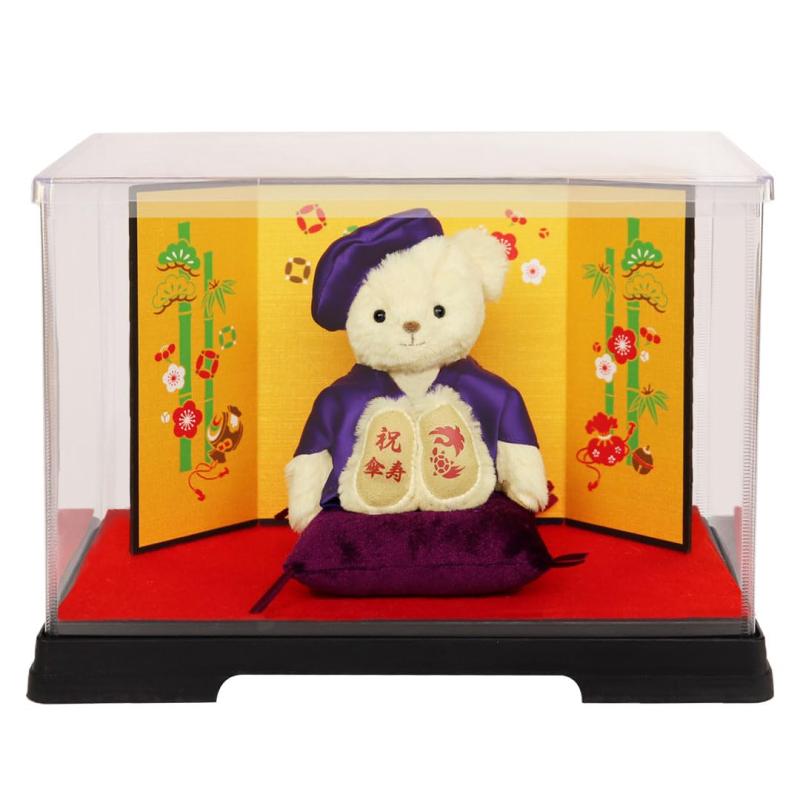 【プティルウ】 長寿 ベア 12cm 小 サイズ (金屏風 ケース)