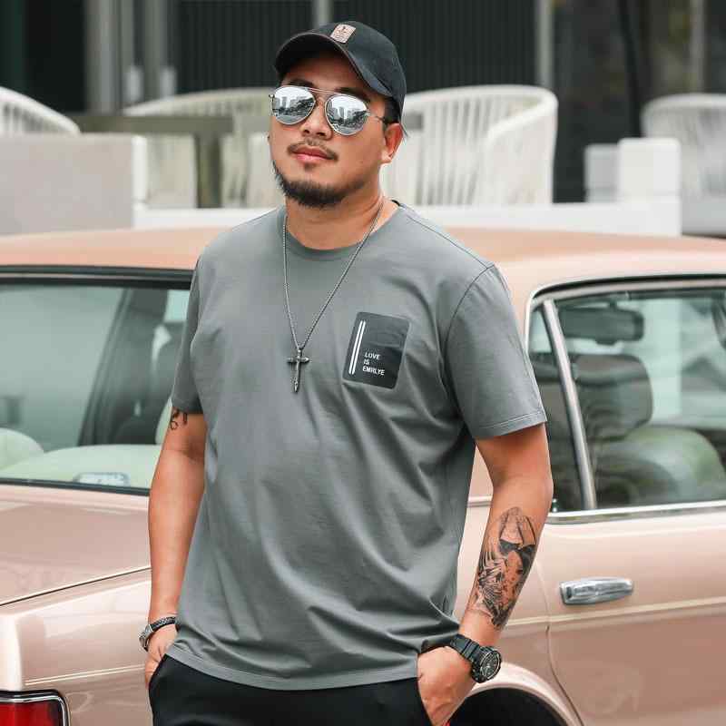 Tシャツ メンズ 男性用 大きいサイズ ゆったり コットン 半袖 プリント 薄手 カジュアル グリーン XL XXL 3XL 4XL 5XL 6XL 7XL 8XL 9XL2