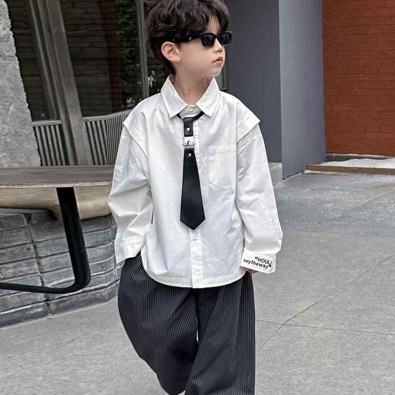子供用シャツ 男の子 長袖 春秋 韓国 子供服 トップス ボーイズ 学院風 白シャツ 綿 100 110 120 130 140 150 160