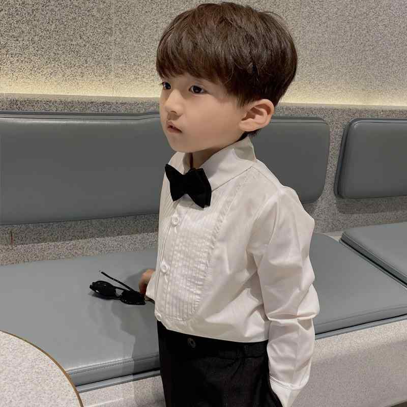 シャツ キッズ 男の子 裏起毛 長袖 白シャツ 韓国 子供服 トップス 普段着