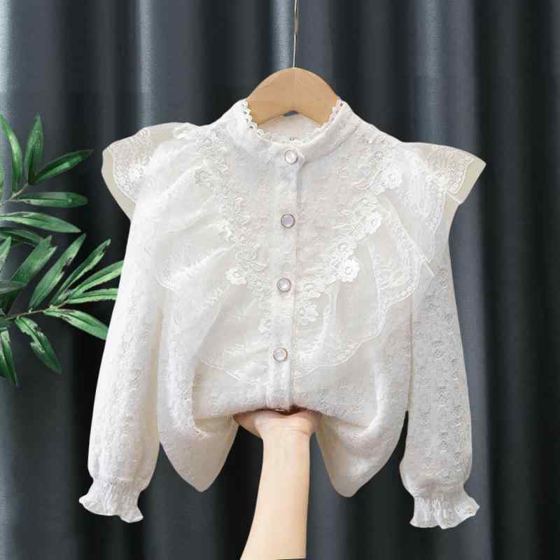 シャツ ガールズ 子供服 レース 長袖 トップス 裏起毛 秋冬 春秋 110cm 120cm 130cm 140cm 150cm 160cm 170cm 普段使い