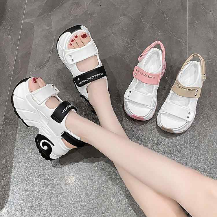 サンダル レディース 厚底 スポーツサンダル 漆皮 高ヒール 6cm~8cm ピンク系 黒 かわいい おしゃれ 歩きやすい 滑り止め 普段使い