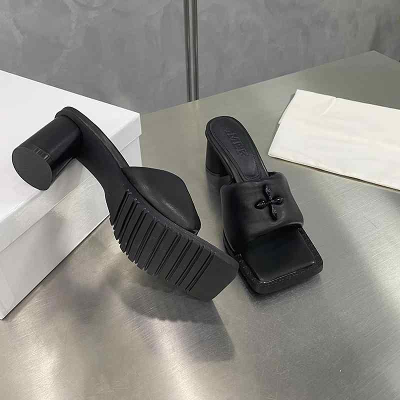 サンダル レディース 黒色 オープントゥ ミュール パンプス チャンキーヒール 太ヒール スクエアトゥ 羊革風 合皮 フェイクレザー 3cm 4cm 5cm 6cm ローヒール 歩きやすい 疲れない 婦人靴 普段使い
