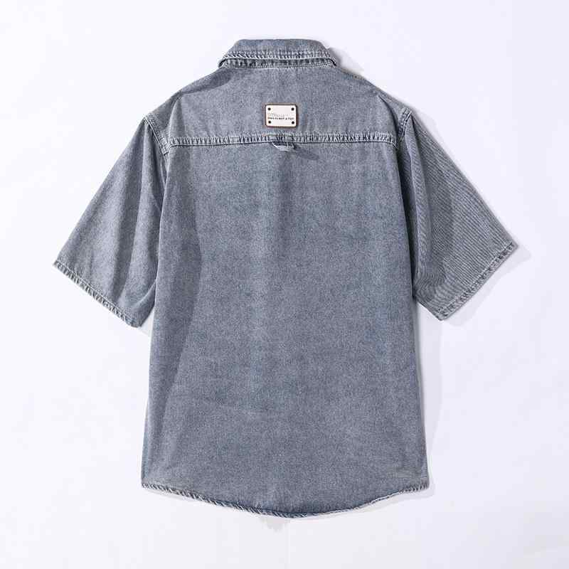 シャツ メンズ 男性用 デニムシャツ 半袖 ウォッシュ加工 ワークシャツ カジュアル トップス 薄手 ゆったり M L XL 2XL 3XL 4XL 5XL