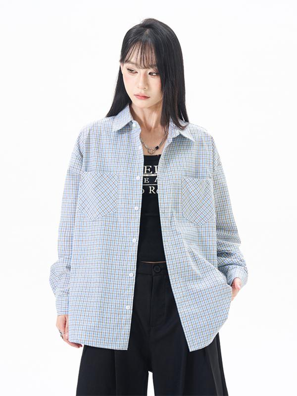 シャツ メンズ 男性用 格子柄 コットン混紡 開襟シャツ トップス 長袖 カジュアル 普段使い ブラック ブルー