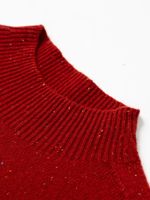 ニット レディース 女性用 全羊毛 シームレス セーター ハーフネック 柔らかい ブレンド ニット トップス 長袖 厚手 無地 秋冬 通勤着 普段使い ブラック ピンク系2