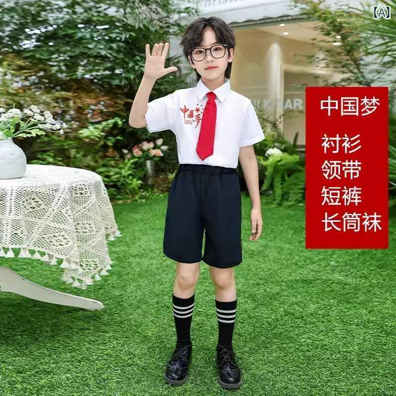 子供用 合唱衣装 愛国 朗読 発表会 小学生 中学生 スピーチ コンクール 衣装 司会者 ガウン 白 赤 セットアップ 半袖 長袖 スカート ズボン