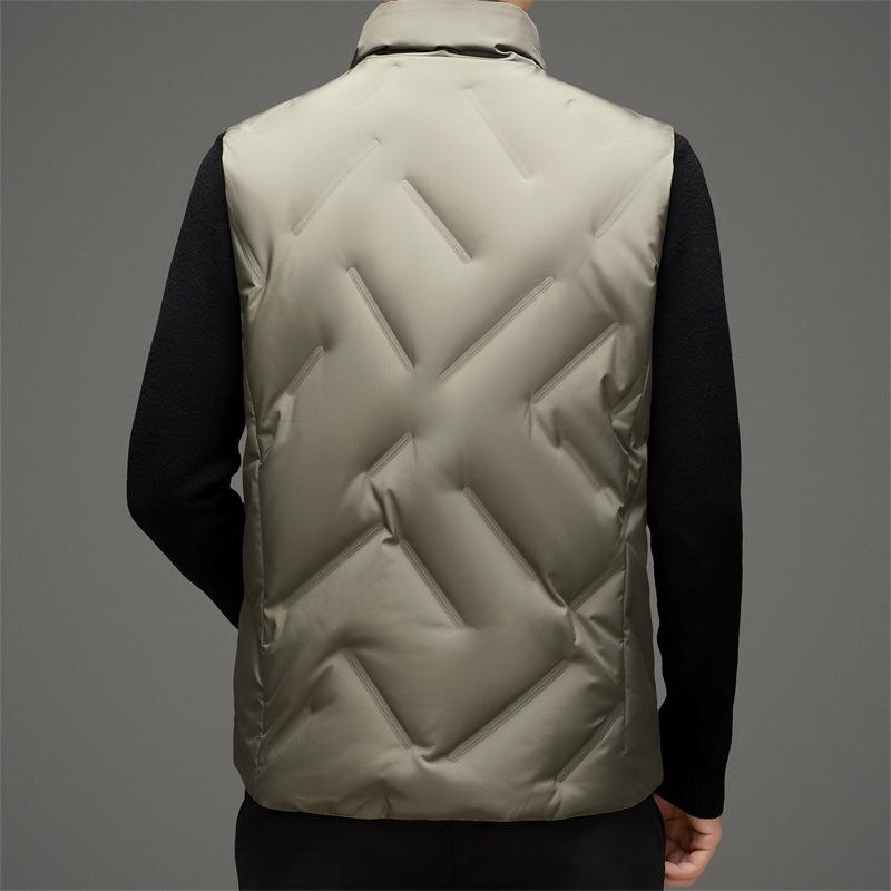 ダウンベスト 男性用 秋冬 アウトドア 防寒 あったか 90%ホワイトダックダウン 合体型 多ポケット ベスト 黒 カーキ