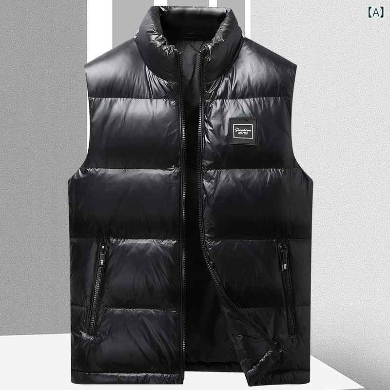 ダウンベスト 男性用 暖かい 90% 90フィルパワー 防寒 撥水 ナイロン 軽量 カジュアル アウトドア 秋冬 ブラック ホワイト レッド